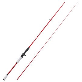One Bass Fishing Rod, Spinning & Casting Fishing Pole with 30 Ton Carbon Fiber-6'6" Casting- Red
