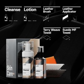 CARPRO Skincare Leather Kit: Car Leather Cleaner, Leather Conditioner, Brush & Towel - Clean and Condition All Types of Leather - Prevent Car Leather Seats from Fading, Cracking & Drying Out