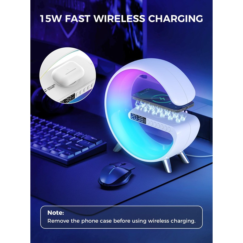 Smiling Shark Wake Up Light, Wireless Charger Atmosphere Desk Light