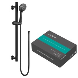AULEEND Shower Slide Bar Handheld Shower Head with Hose, 5-Function Hand Shower with Wall Mount，shower slide bar,adjustable height shower head,Shower head (Matte Black) (Matte Black)