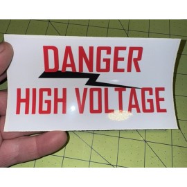 Pinball Gurus (1) "Danger High Voltage" Sticker for Pinball Machine - Williams, Bally, Etc.