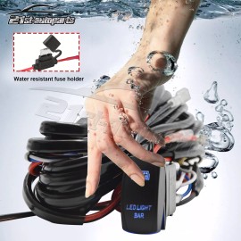 21st-autoparts UTV 2 LEAD Wire +12V ON/OFF Blue Rocker Switch LED Light Bar 300W 40A Fuse Relay