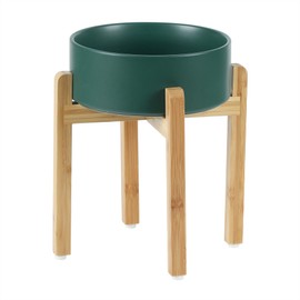 Havniva Ceramic Raised Dog Bowl Set, Elevated Dog Bowl with Stand, Food and Water Bowl for Large Breed Dogs, Weighted Dog Dishes, Pet Bowl(8.2'',60OZ, Green)