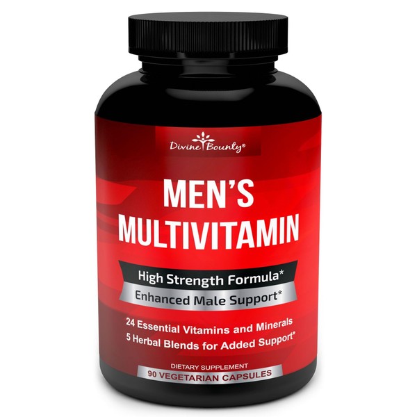 Mens Multivitamin – Daily Multivitamin for Men with Vitamin A C D E K B Complex, Calcium, Magnesium, Selenium, Zinc Plus Heart, Brain, Immune, and Men's Multivitamins – 90 Vegetarian Capsules