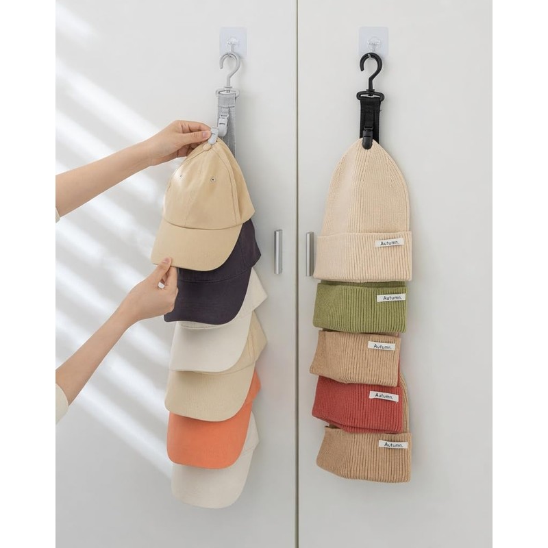 Hat Organizer for Baseball Caps with Strong Clips 2 Pack,