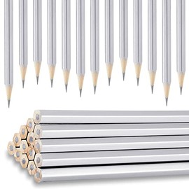 24 Pack Silver Welders Pencil Metallic Silver Marking Pencil Water Soluble Colored Pencils for Construction Workers Metal Work Plumbers Framers Carpenters Teacher Marking Tools, 6.9 Inches in Length