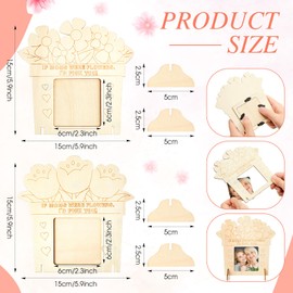 Geelin 6 Pcs Mother's Day Wood Picture Frames Color Your Own Mother's Day Crafts DIY Coloring Flower Photo Frame for Mom Gift Classroom Tabletop Home Decor