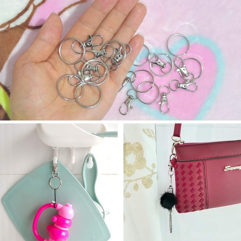 HXSEMAYIG 100PCS Keychain Hooks with Key Rings,.Metal Swivel Lobster Claw