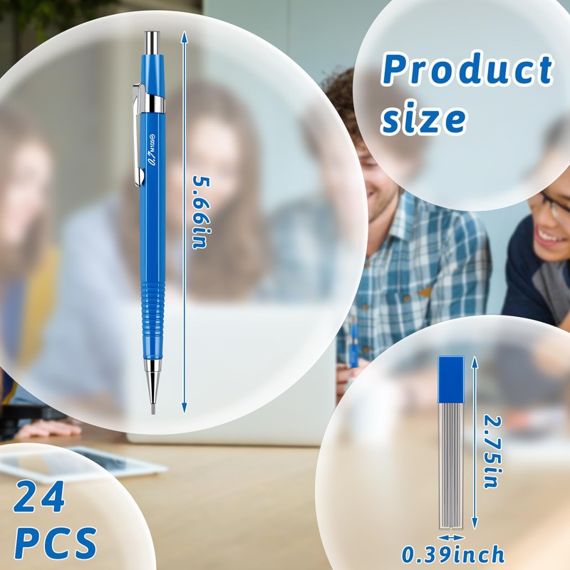 Gueevin 24 Pcs Mechanical Pencil Metal Penpoint Mechanical Pencil Retractable