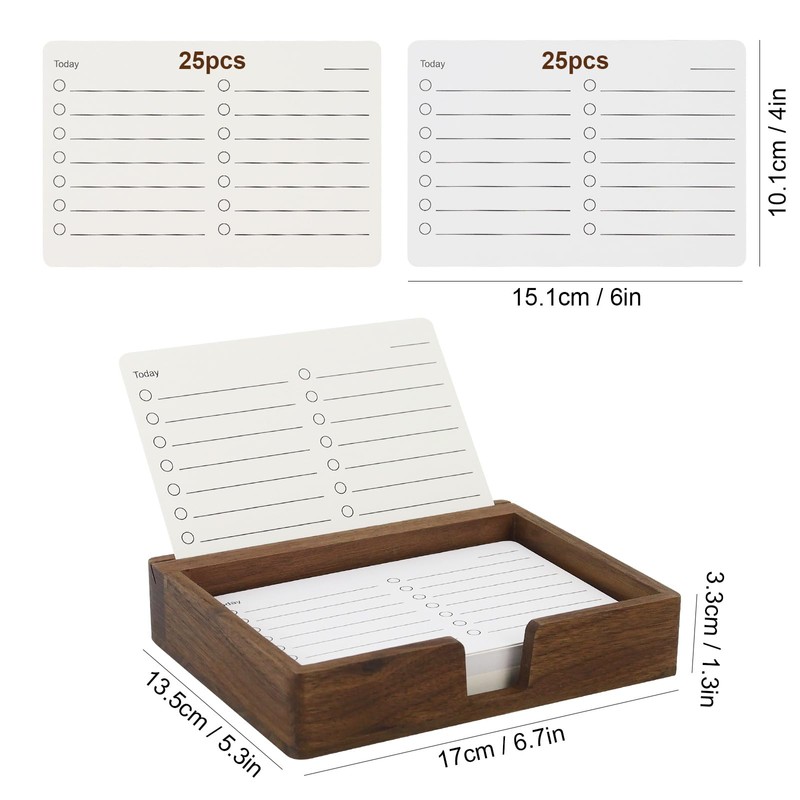 Buqoo Black Walnut Wood To Do List Holder with 50
