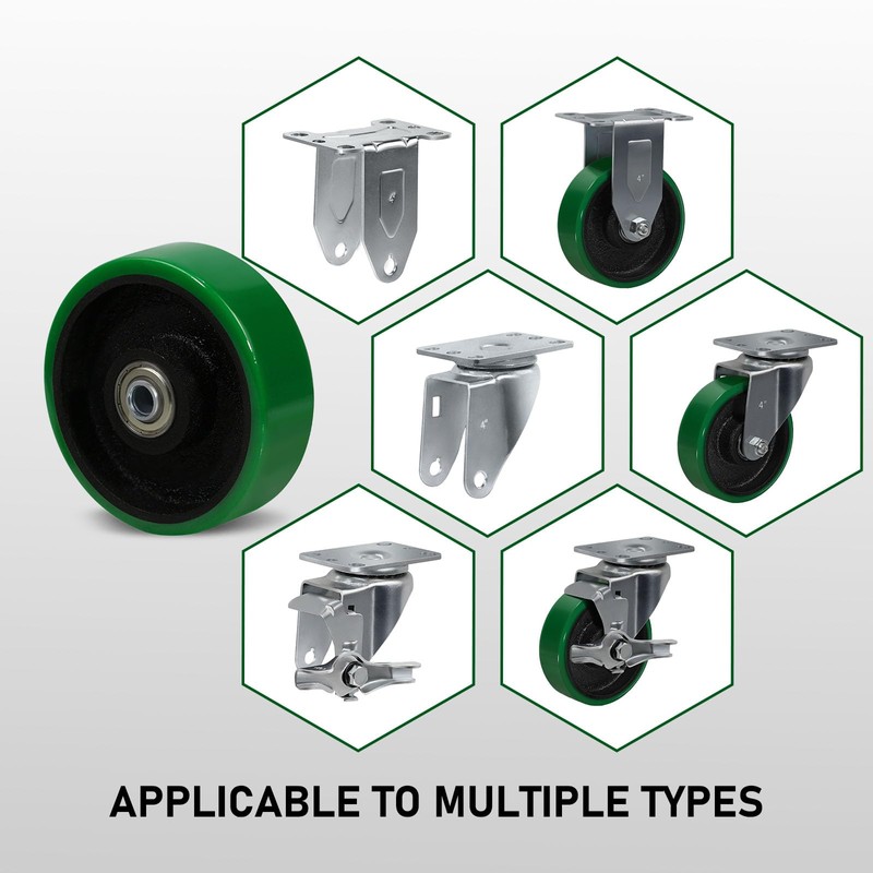4" x 1.25" Caster Set of 4 Replacement Wheel, Polyurethane
