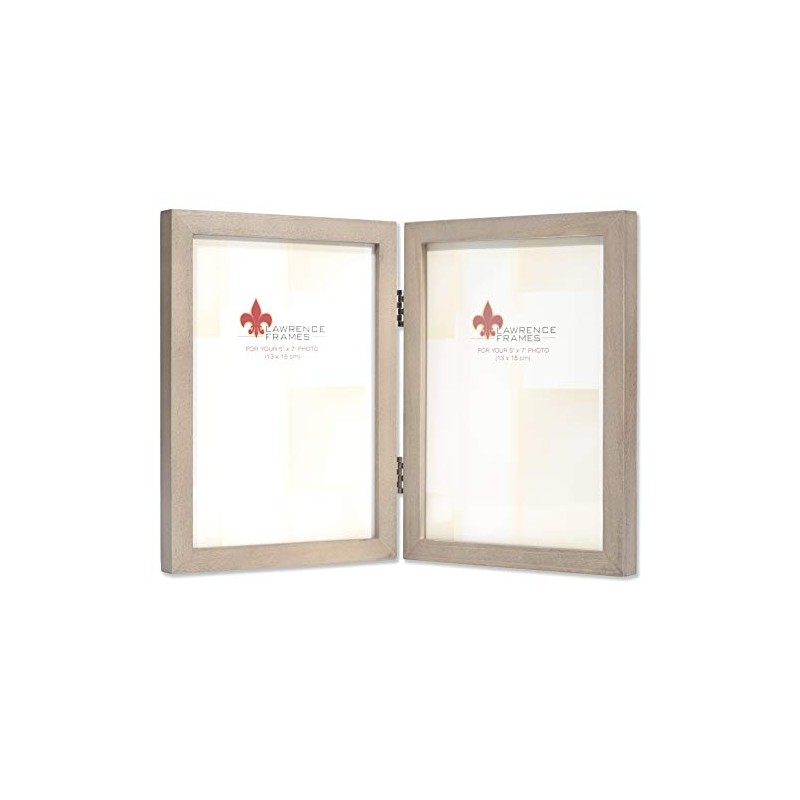 Lawrence Frames Studio Wood Picture Frame, 5x7 Double, Gray
