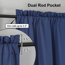 Lecloud-Cortinas de lino sintético Bessie de 45 pulgadas de largo, cortinas texturizadas para cocina, cortinas para ventana con bolsillo para varilla que filtran la luz (cada una mide 30 de ancho x 45