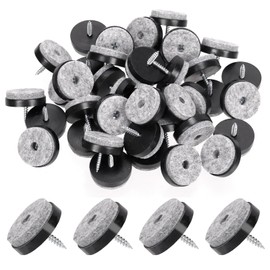 Glarks 40pcs Black 28MM Furniture Glide Screw-on Furniture Antiskid Felt Pad Slider Floor Protector for Wooden Leg Feet of Chair Table Sofa Stool
