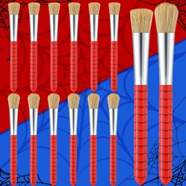 Frienda 12 Pcs Spider Theme Paint Brushes for Kids Bulk Round and Flat Paint Brushes Set Easy to Clean and Grip Washable Children Paintbrushes Birthday Party Favors Supplies Gifts