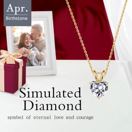 SMILEST Heart Birthstone Necklace for Women Mom Wife, April Birthstone Pendant Necklace 925 Sterling Silver Birthstone Pendant Necklace Valentines Day Gifts Birthday Gifts for Women Mom Wife Grandma