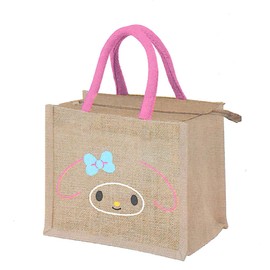 JUNKADO Sanrio Zipper Jute Bag S Face with Name Tag My Melody