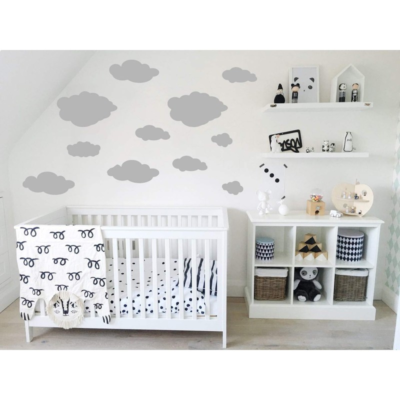 Set of 11 Clouds Wall Sticker Clouds Sky (Baby Blue)