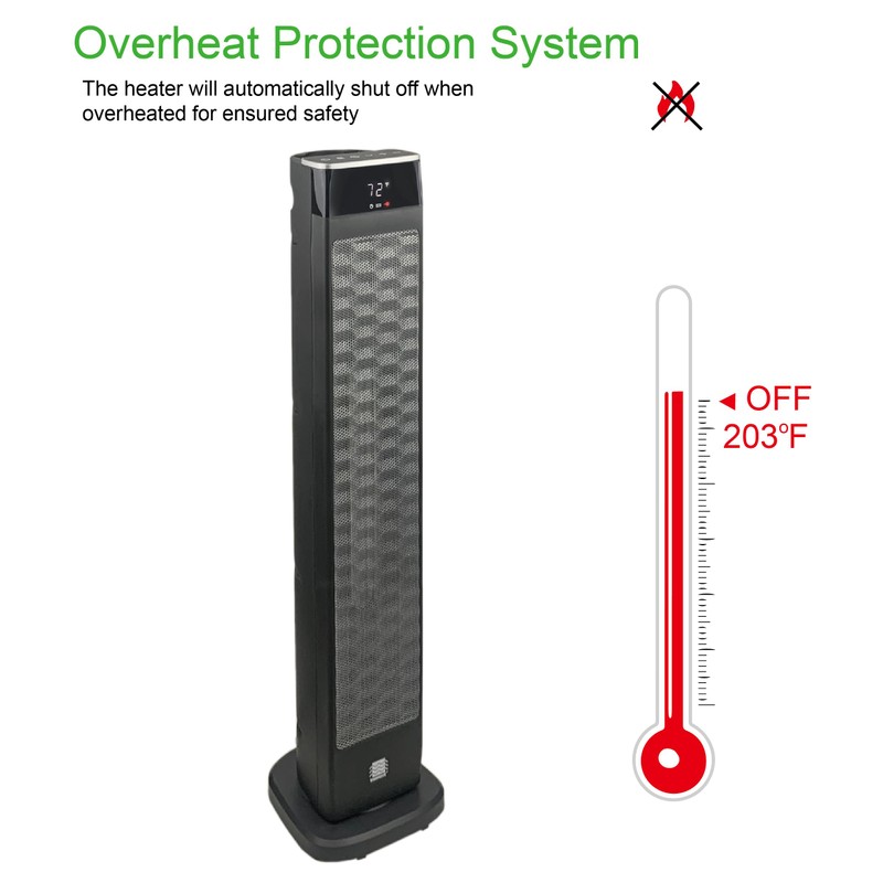 Deluxe Digital 30" Oscillating Ceramic Tower Space Heater with Adjustable