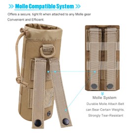 ANJINU Molle Water Bottle Holder, Water Molle Attachments, Molle Water Bottle Pouch, Tactical Backpack Attachment Pouches (TAN)