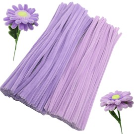 Apedoixy 200 Pieces Pipe Cleaners Craft Bulk 2 Assorted Colors,6mm x 12inch Thick Fuzzy Chenille Stem Sticks for Craft Art DIY Projects Decorations (Lilac, light purple)