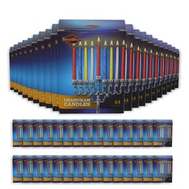 Majestic Giftware Multicolor Hanukkah Candles 50 Case - CH-C | 4 Inches High 44 Dripless Handcrafted Chanukah Candles for All 8 Nights of Hanukkah (Red/Blue/Yellow/White)