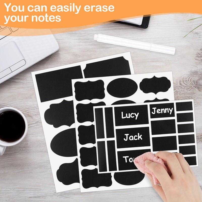 273 Pcs Labels for Jars, Waterproof Reusable Chalkboard Labels for
