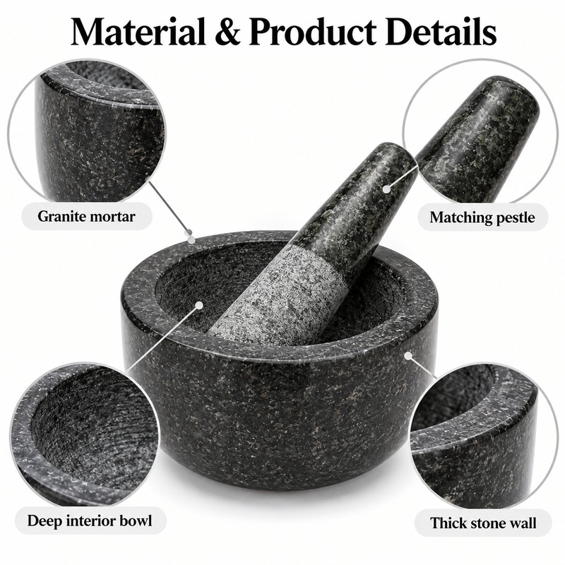Ceramic Mortar and Pestle for Food Grinding – Compact 3.74