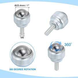 PATIKIL 1" Roller Ball Transfer Bearing, 6 Pcs Round Ball Unit Carbon Steel Casters for Conveyor Roller Stand Transmission Furniture