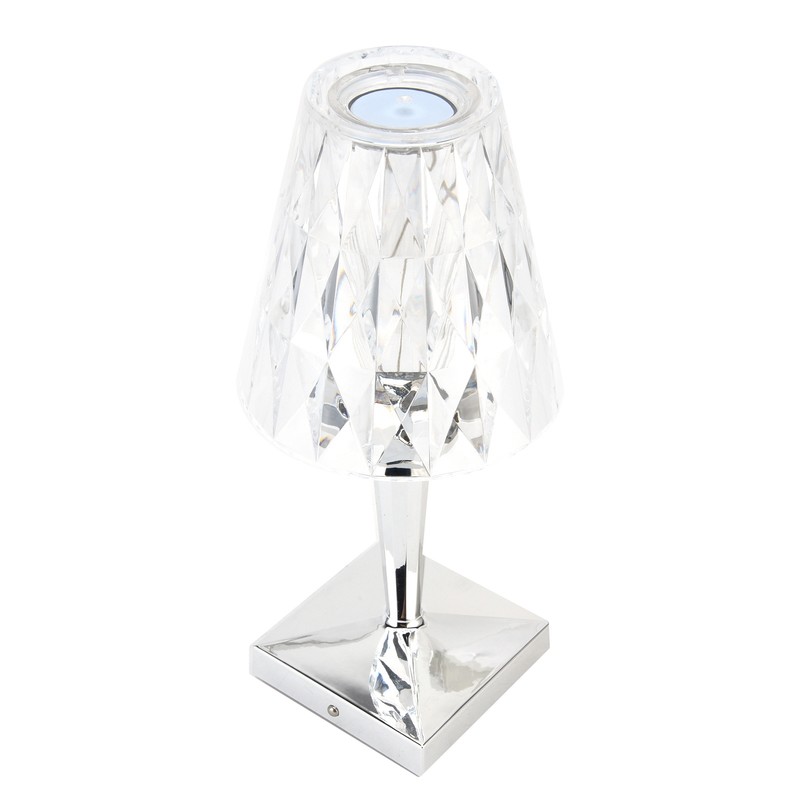 LED Crystal Table Lamp Transparent Prism Dimmable Desk Lamp USB