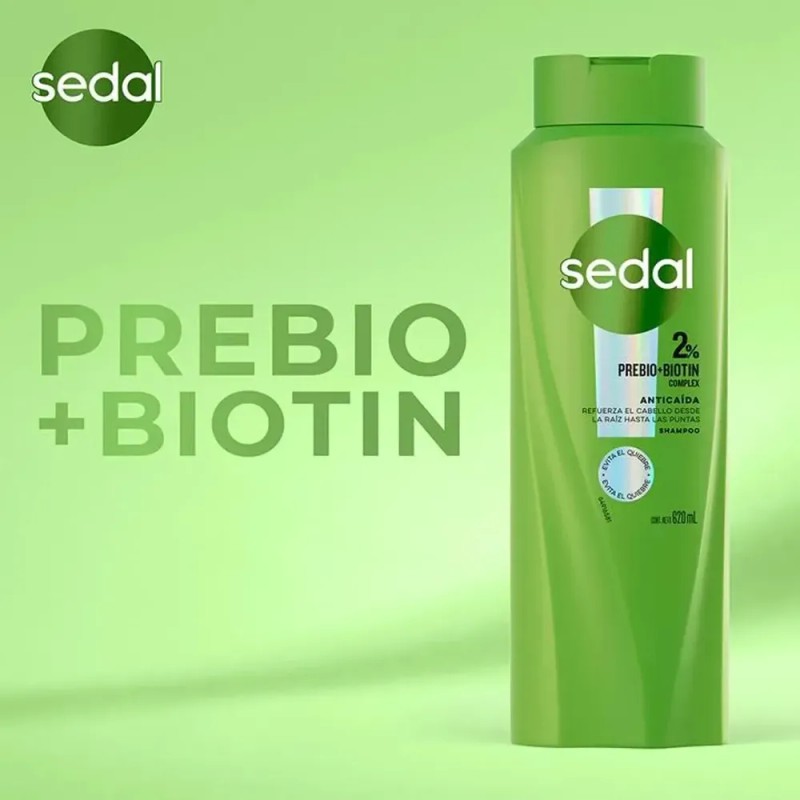 Sedal Shampoo rebióticos y biotina 620 mL