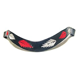 Equipride Argentina Polo Browband for bridles Embroidered Gaucho Leaf Red/White (Brown leather, Pony (14"))