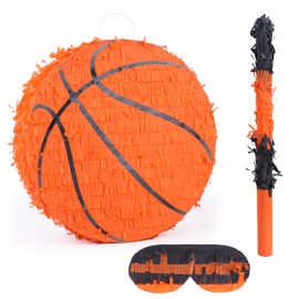 Birchio Basketball Pinata Bundle with a Blindfold and Bat(13 x 13 x 4 Inches),Soccer Ball Pinata for Birthday Party Boys, Perfect for Birthday Party, Sport Theme Party, Decoration