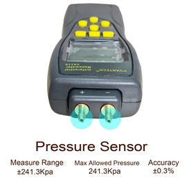 VIVANTECH VA110 Manometer HVAC Gas Pressure Tester Pressure Differential Gauge – 35PSI/241.3kPa High Accuracy Meter with Data Storage, Auto Shut-Off, and Backlit LCD for Automotive & HVAC Systems