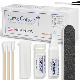CurveCorrect® Ingrown Toenail Treatment Kit – 10 Clear Braces for Pain Relief & Curved or Curled Toe Correction - At-Home Straightener and Nail Removal Tool