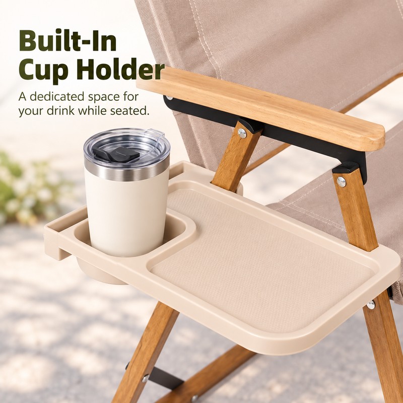 Camping Chair Side Tray with Cup Holder – Clip-On PP