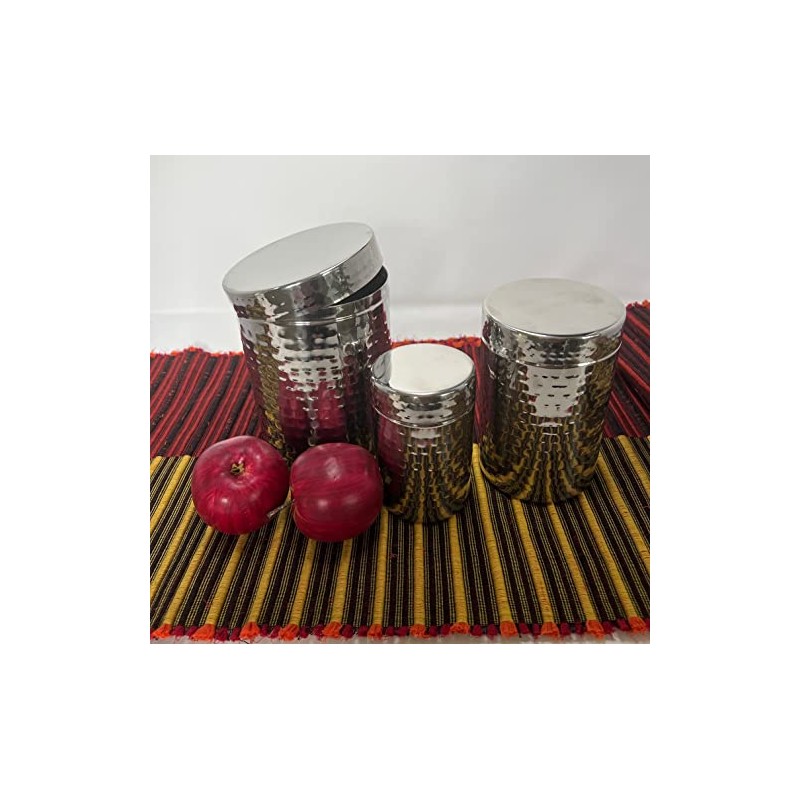 Hammered Shiny finish Stainless Hammered Canister