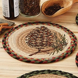 Single Pinecone Round Jute Trivet