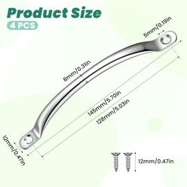 InnoHHustle Pack of 4 Door Handles Kitchen Door Handles Cabinet Stainless Steel Furniture Handles Cabinet Handles Silver Furniture Handles with Screws (Hole Spacing: 128 mm)