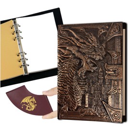 DDFE DND Journal Notebook,Unique 400 Page Book with 3D Embossed Leather for dungeons and dragons D&D dice accessories Role Playing Games,Great DND Gifts