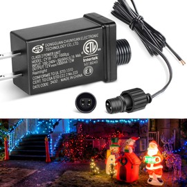 2Pack 5V 1.2A Class 2 Power Supply, AC to DC Low Voltage Transformer, IP44 Waterproof LED Strips Light Adapter Driver, for Christmas, ETL Listed