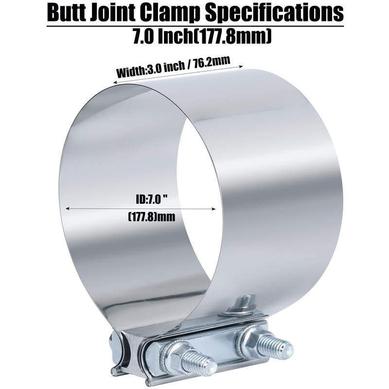 Vitonsbay 7 Inch Exhaust Clamp,7 Inch Butt Joint Exhaust Muffler