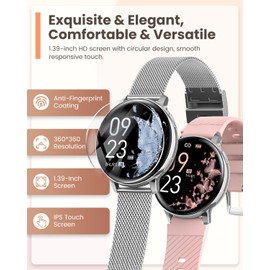 Sanorum Women's Smartwatch with Bluetooth Calls, 1.39 Inches Smartwatch Watch, Sleep, Female Physiology, 24H Heart Rate SpO2, 120+ Sport Mode, iOS Android Silver