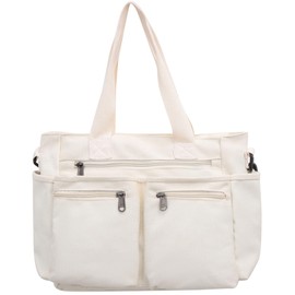 Makukke Canvas Women's Shoulder Bag Tote Bag Large Multiple Bag Shopper Bag Handbag Shoulder Bags for Work Office Travel Shopping School, beige