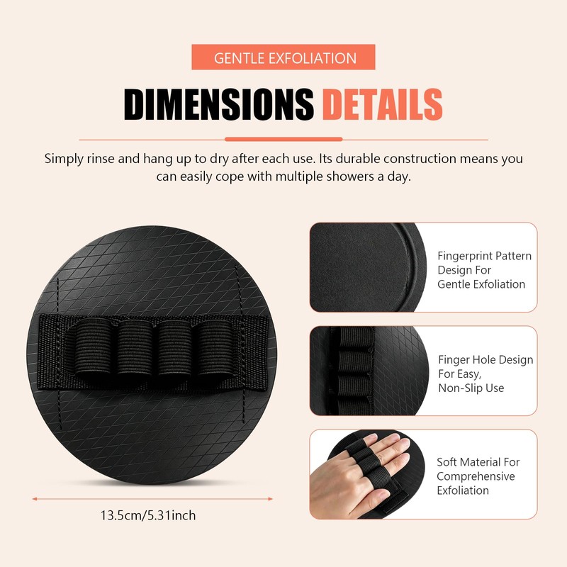 Exfoliating Gloves for Shower, Gentle Rubber Body Scrubber Glove for