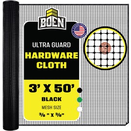 Hardware Netting Plastic Mesh 3' x 50' Black, Tree Guard Barrier from Rabbits, Deer and Rodents, Deck Guard, Indoor or Outdoor Balcony Safety Net for pet or Child