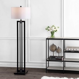 SAFAVIEH Lighting Collection Tanya Tower Modern Farmhouse Rustic Industrial Black 59-inch Living Room Bedroom Home Office Standing Floor Lamp (LED Bulb Included)