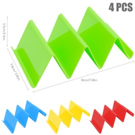 OVBOVA Pack of 4 Taco Holders, Plastic Taco Bowls, Wrap Holder for Tacos, Sandwiches, Sausages Holders for Restaurant, Home, Picnic, Party, Festivals (4 Colours)