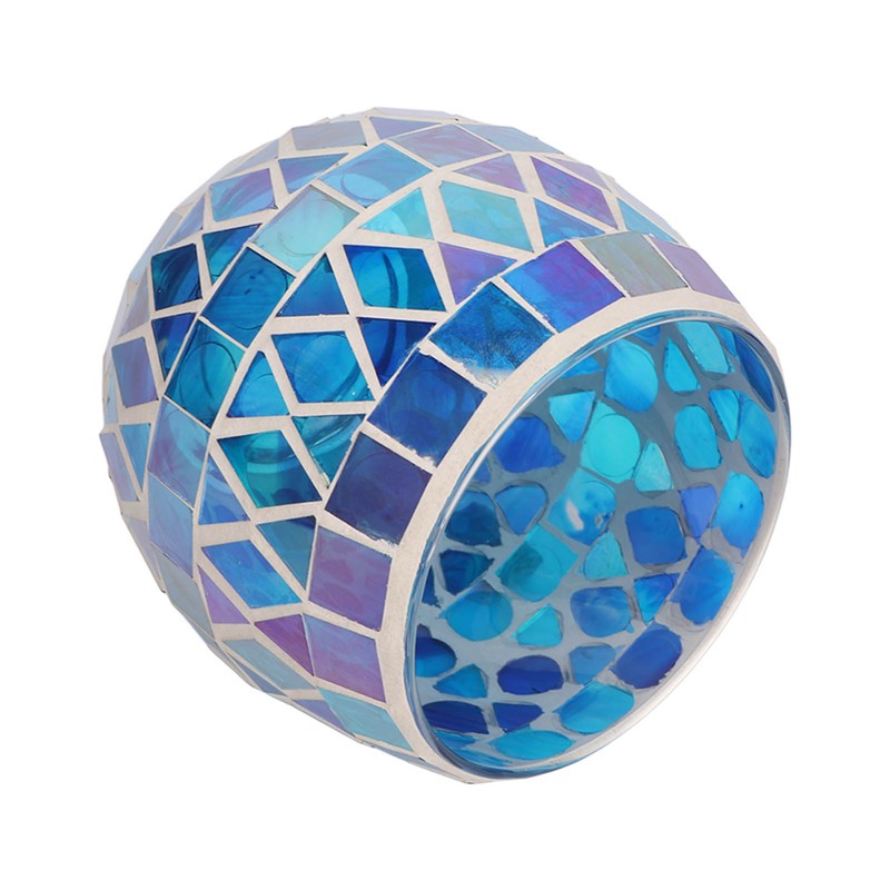 Purple Blue Mosaic Glass Candle Holder Romantic DIY Scented Candle