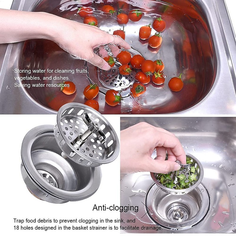 304 Stainless Steel Kitchen Sink Twist Lock Basket Drain Assembly